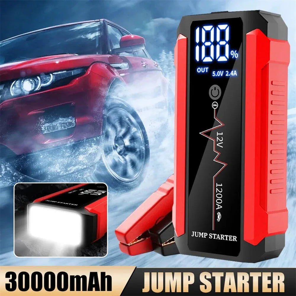 Car Battery Jump Starter 1200A Power Bank Portable USB Fast Charger with LED Lamp 12V Emergency Booster
