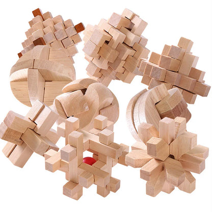 Classic Luban Lock Puzzle 3PCS Set Wooden Brain Teaser For Adults And Kids IQ Challenge Unlock Interlocking Educational Toys