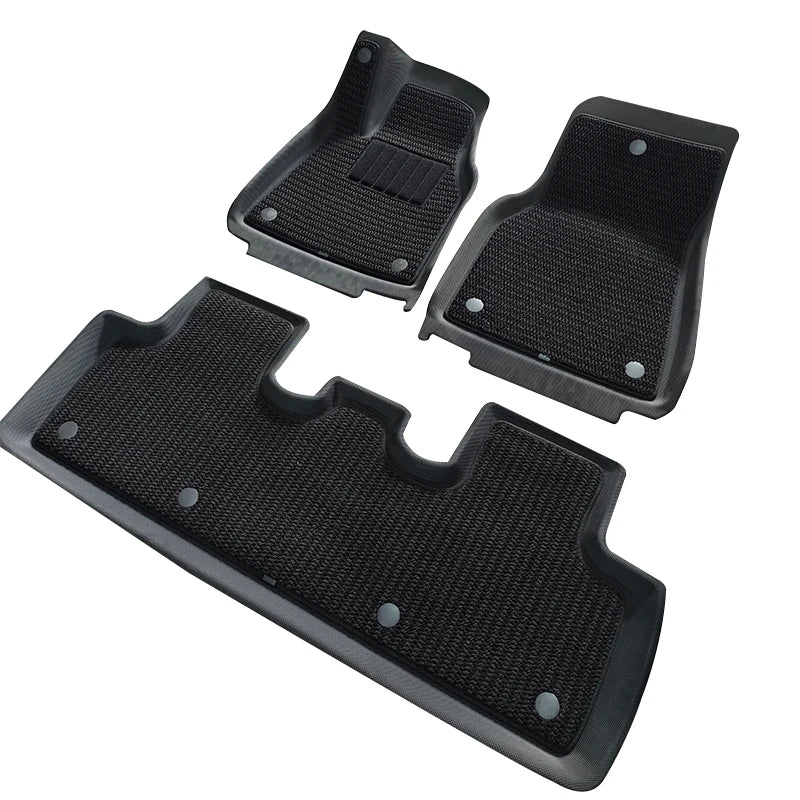 Suitable for Tesla 2021-2024 Model Y Meniscus XPE Floor Mats (Right-Hand Drive, Large Panel with Pedals) Automotive Floor Mats