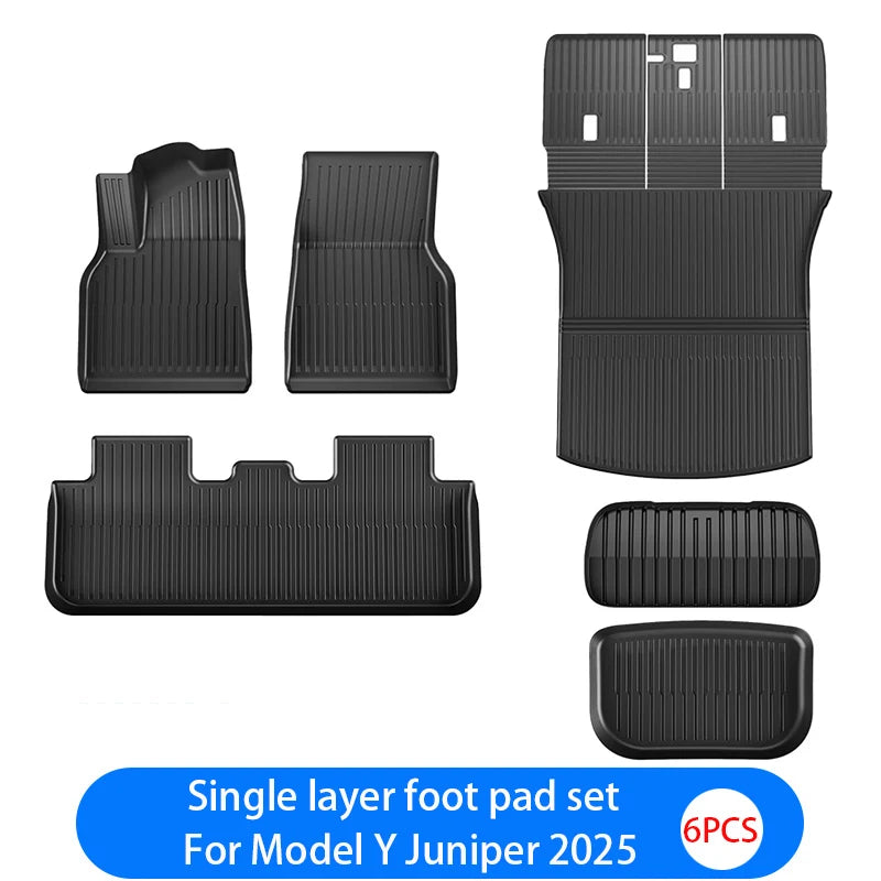 For New Tesla Model Y Launch 2026+ Juniper 2026+ TPE Floor Mats & Cargo Liner, All Weather Trunk Mats Floor Liner Backrest Mats