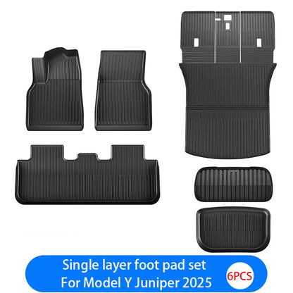 For New Tesla Model Y Launch 2026+ Juniper 2026+ TPE Floor Mats & Cargo Liner, All Weather Trunk Mats Floor Liner Backrest Mats