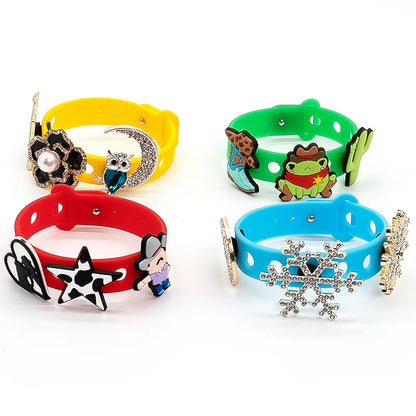 1-24pcs 21.5cm Silicone Bracelets with Holes Soft Wristbands Fit Shoe charms Shoe Accessories Pins Adjustable Size Kids Ornament