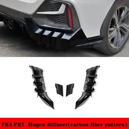 Rear Diffuser Rear R Style Spoiler for Honda Civic 2016-2021 10th Hatchback FK4 FK7 Modification Body Kit Lower Bumper Guard