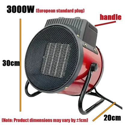 3000W Portable Industrial Electric Heater Thermostat Air Warmer Fast Heat 3 Gear Adjust Overheat Protection 1.5kw/2kw/3kw EN