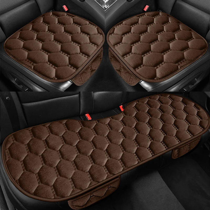 Winter Warm and Thick Velvet Car Seat Cushion Four Seasons Universal Single Seat Small Three piece Plush Warm Five Seat Anti sli