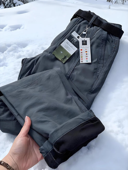 Men's Outdoor Soft  Ski Pants Fleece Lined Thickened Workwear Three-Proof Hiking Casual Trousers Winter Outdoor Gear