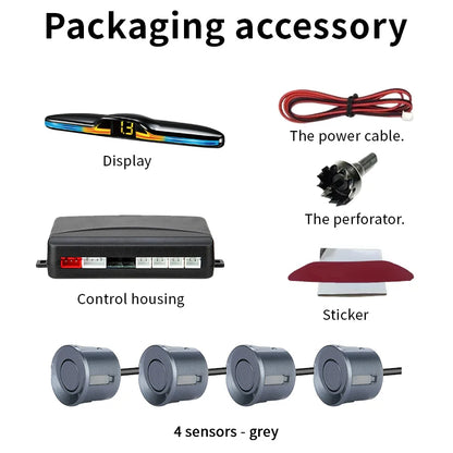 Source Factory 4-Probe Parking Sensor System 22mm 12V Voice Prompt Waterproof Reversing Radar Car Parking Assistance Kit