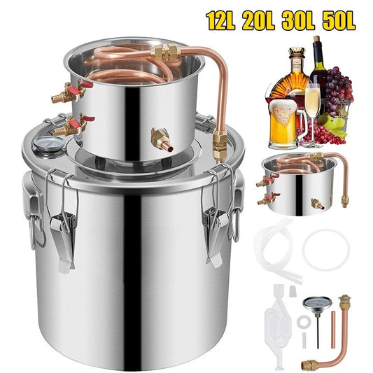 3 5 8 13 Gal Distiller Alambic Moonshine Alcohol Still Stainless Copper DIY Home Brew Water Wine Essential Oil Brewing Kit