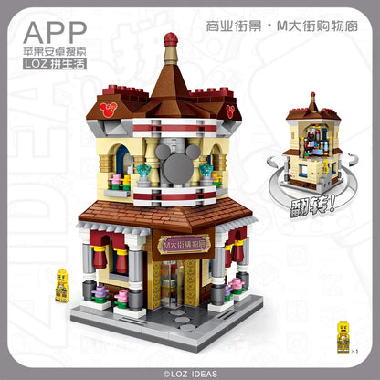 LOZ Blocks FUN Ideas Mini Street Store Toy Small Flower Pisa Shop Brinquedos MOC City House Food Building Bricks Girl Gifts