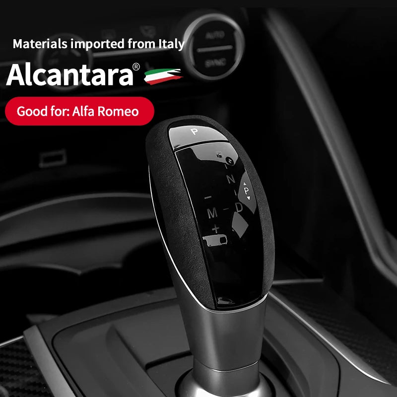 Car Center Console Gear Shift Head Knob Cover Trim Alcantara Suede F For Alfa Romeo Giulia Stelvio Refit Car Accessories