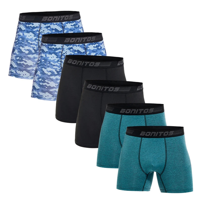 6Pcs/Pack Men's Boxer Briefs Plus Size Boxers Man Underwear Polyester Panties For Men Underpants Alphabet Elastic Webbing Shorts