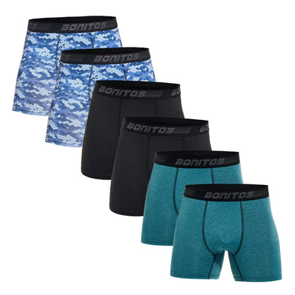 6Pcs/Pack Men's Boxer Briefs Plus Size Boxers Man Underwear Polyester Panties For Men Underpants Alphabet Elastic Webbing Shorts