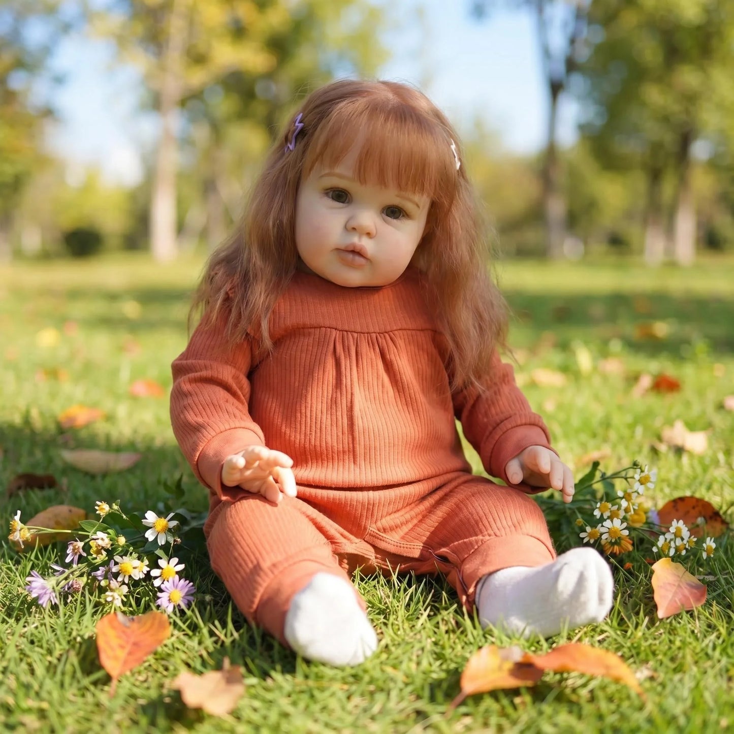 NPK 24 Inch Ellie Lifelike Reborn Baby Doll Soft Touch 3D Skin Art Toddler Newborn Princess Girl Doll with Hand Rooted Hair
