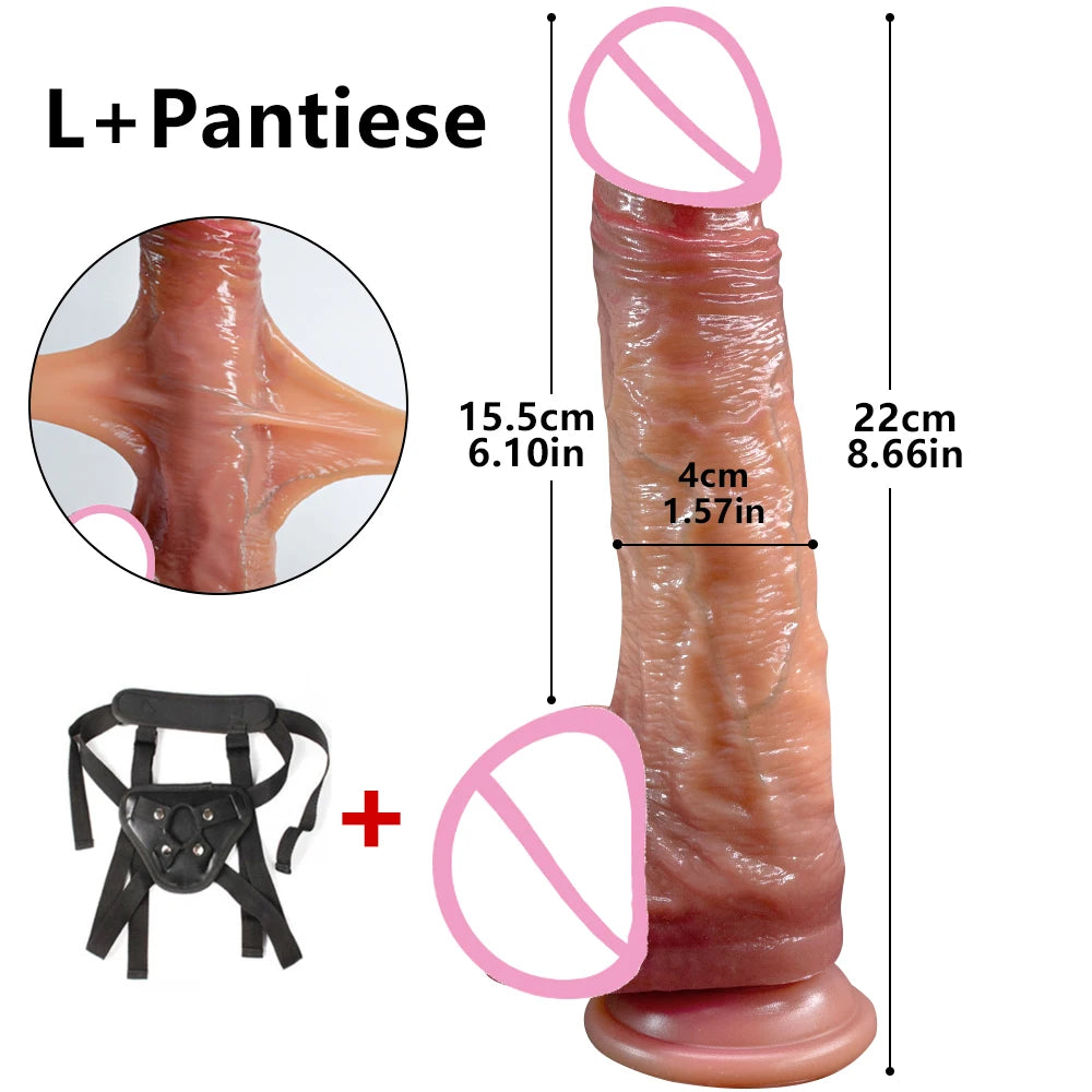 Sliding Foreskin G Spot Stimulate Realistic Simulation Dildo Soft Silicone Penis Huge Dick Suction Cup Sex Toy For Women Men