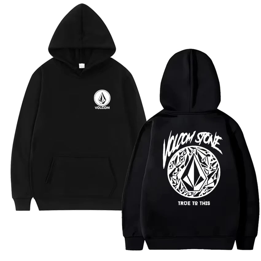Volcom Stone Double Print Autumn Winter Warm Cotton street style Men's Fleece Hoodie Outdoor Commuter Men's Top High Elastic tos