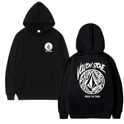 Volcom Stone Double Print Autumn Winter Warm Cotton street style Men's Fleece Hoodie Outdoor Commuter Men's Top High Elastic tos