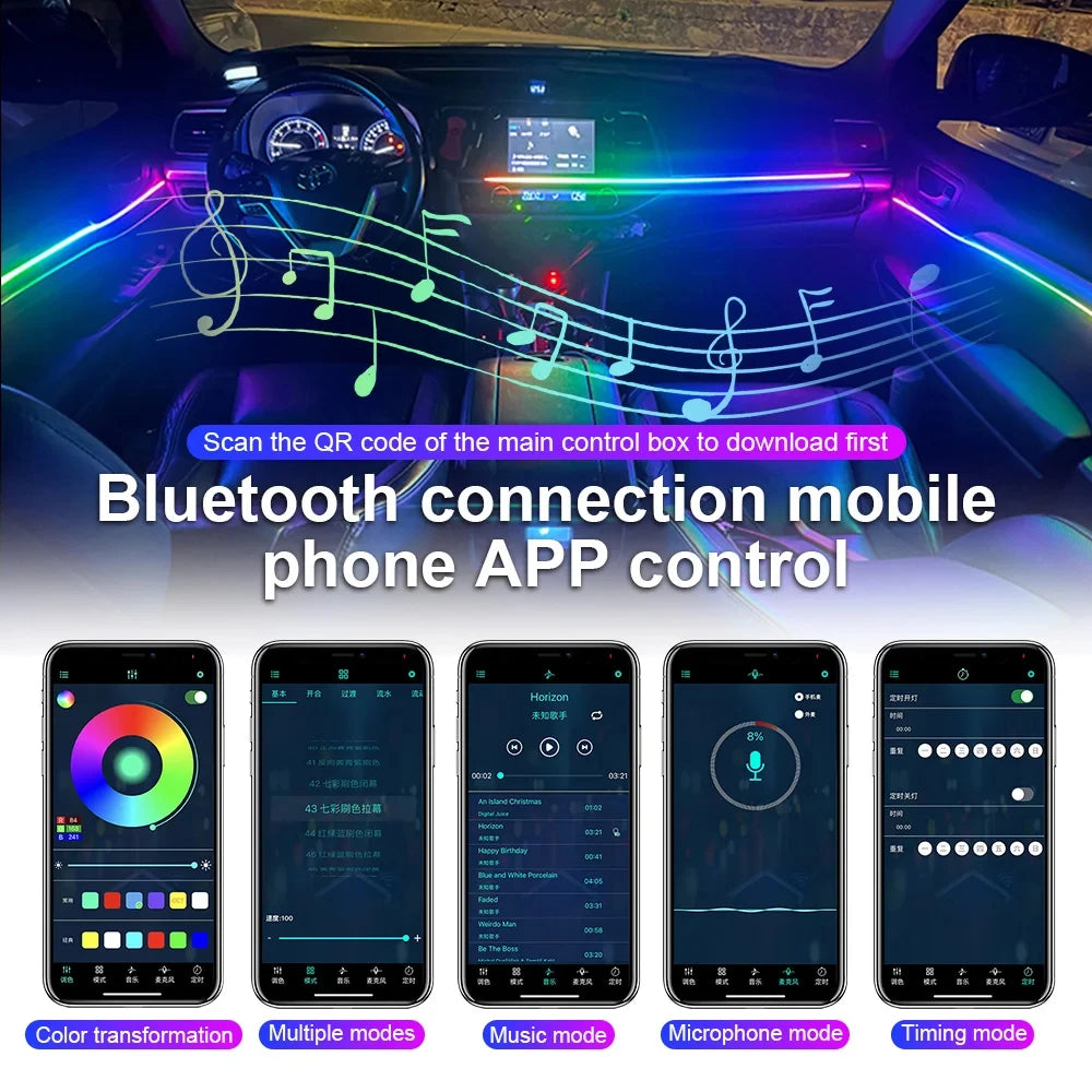 22 In 1 Car Ambient Lights RGB 64 Colors LED Interior For BMW F10 F11 F20 F30 G01 G02 G05 E36 E39 E60 E87 E90 E91 E92 X3 X4 X5
