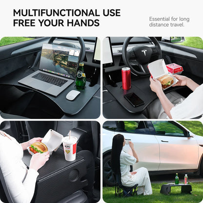 YZ Table Desk For Tesla Model 3 Y X S Highland Juniper 2021-2025 Car Steering Wheel Laptop Tray Food Desk Portable Office Table