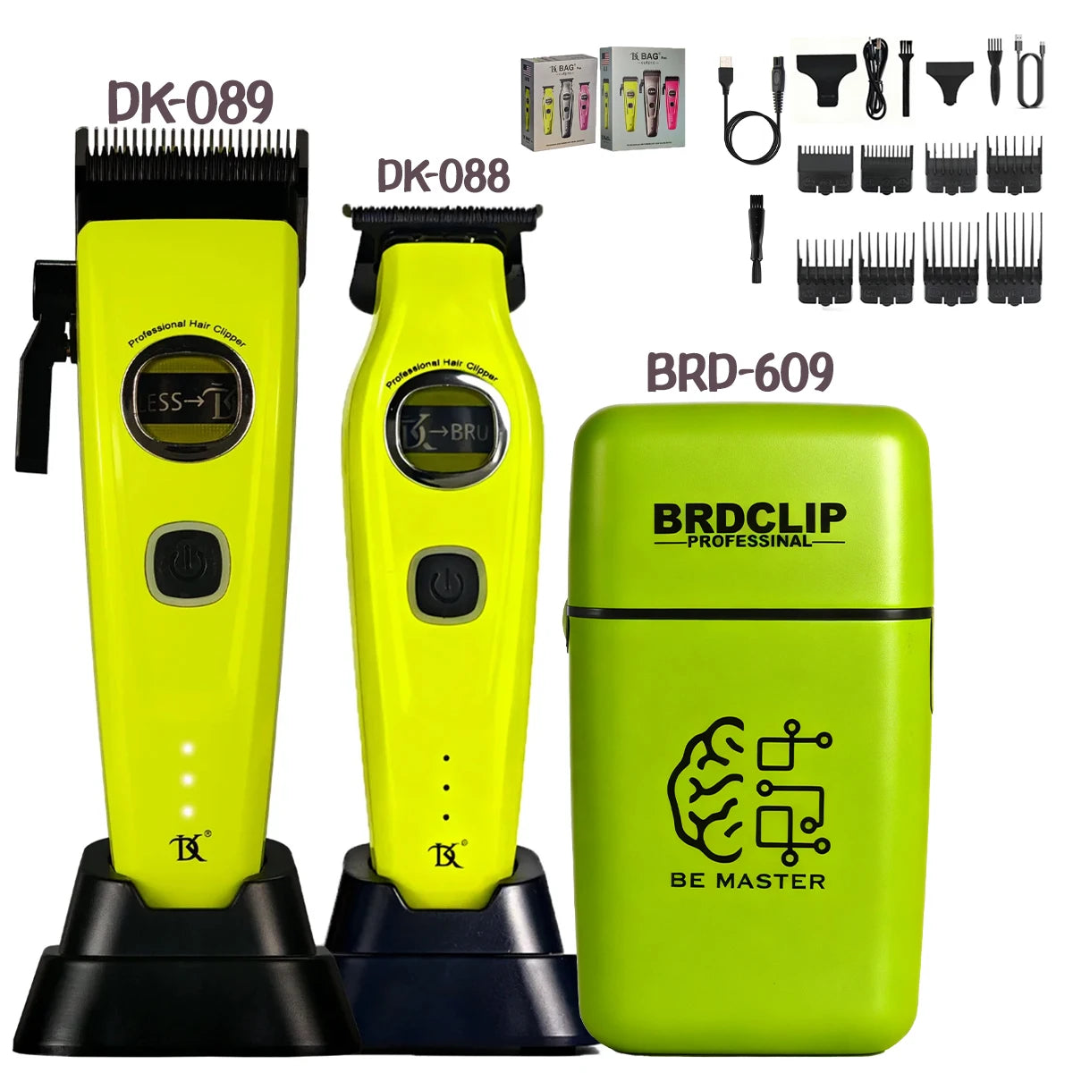 BRDCLIP 609 10000RPM Grey Professional Hair Clipper 7500RPM External Rotor Brushless Motor DLC Blade Hair Trimmer Barber Shaver