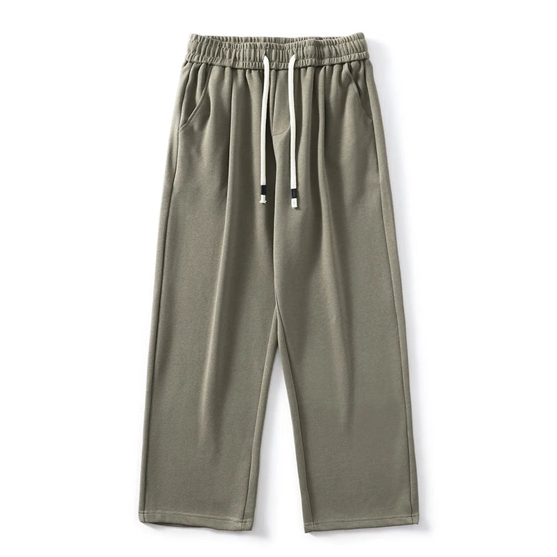 DUKEEN Pique Fabrics Sweatpants for Men Loose Causal Straight Legged Trouse Autumn and Winter Solid Colors Sports Fleece Pants