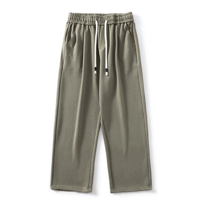 DUKEEN Pique Fabrics Sweatpants for Men Loose Causal Straight Legged Trouse Autumn and Winter Solid Colors Sports Fleece Pants