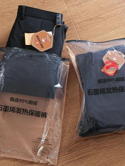 Graphene Self-Heating Goose down Thermal Padded Pants Winter Warm Storage Heat Straight Leg Long Trousers Fashion Urban Casual
