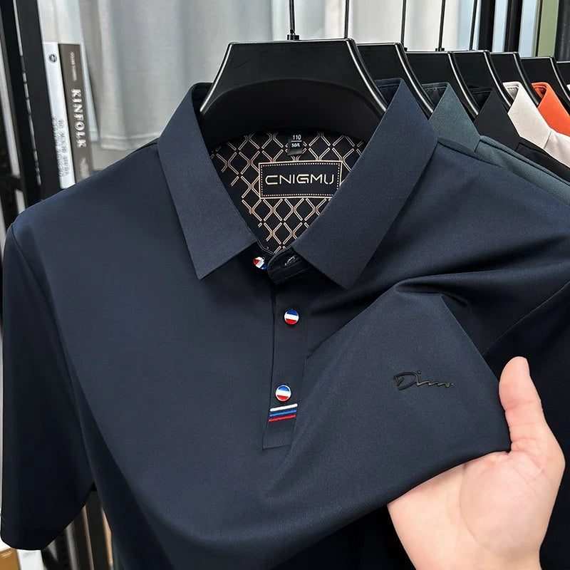 Luxury Man Short-Sleeved Polo Shirt Lapel Button Letter Embroidery Spring Casual Elegance T-Shirt Simple Business Men's Clothing