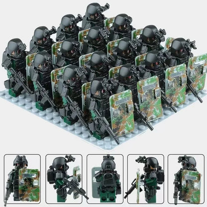 Building block riot police mini humanoid doll reloaded anti-virus ghost special police marine humanoid doll, cartoon toy gift