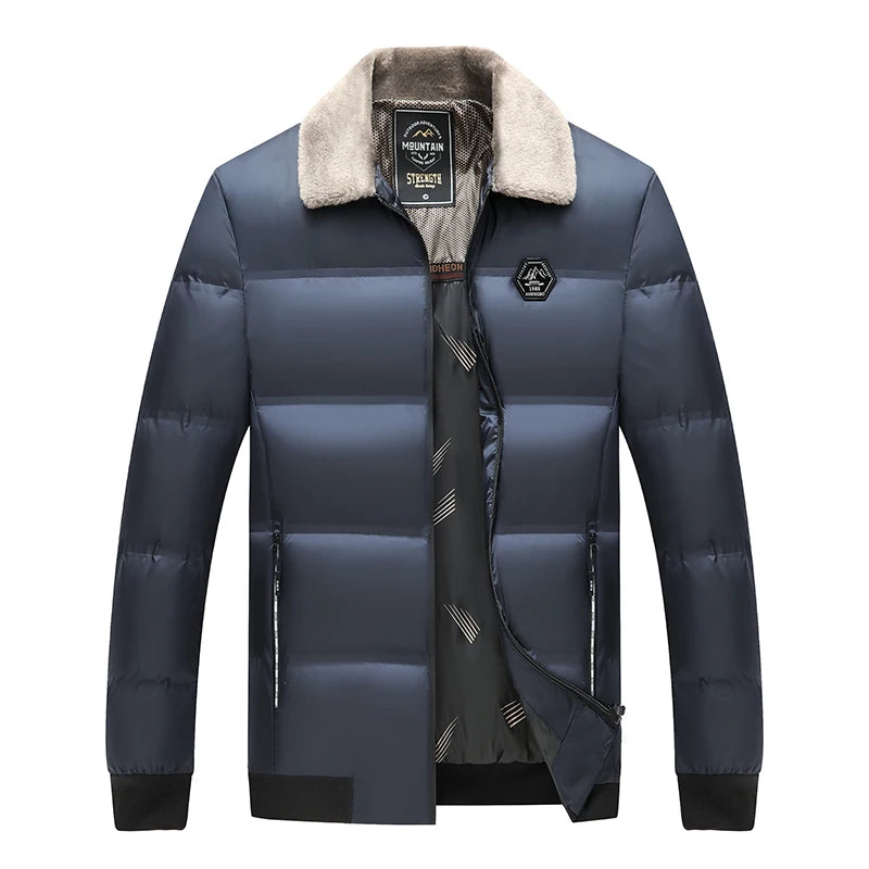 Top Grade Middle-aged Men's Bubble Puffer Parka Jacket Windbreaker Coat Winter Plus Velvet Thickened Short Outerwear