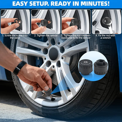 YNF Tire Pressure Monitoring System with Solar Charge, +number plate TPMS with 4 Sensors，3-Digit Display for More Precise Tire P