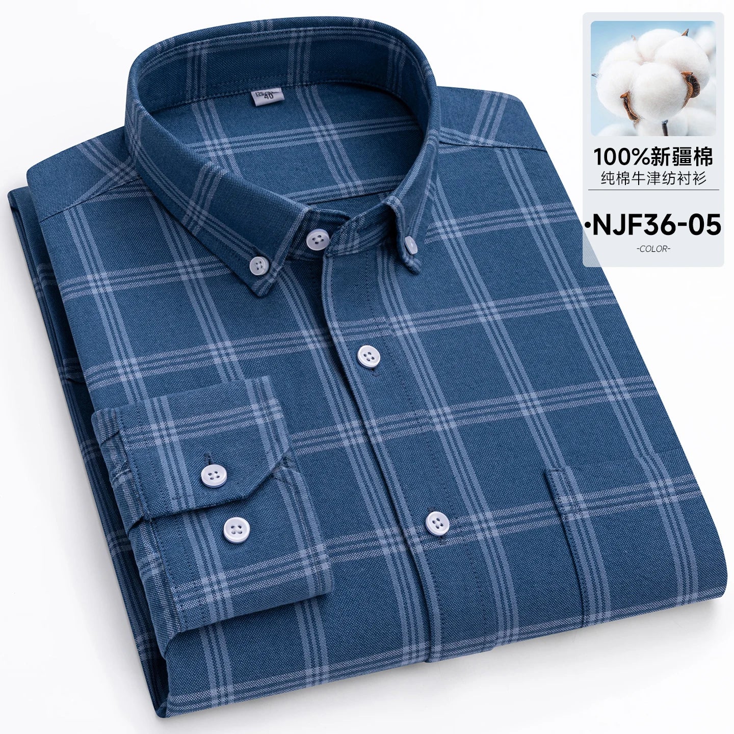 New in Tops Pure Cotton Oxford Plaid Striped Shirts For Men Long Sleeve Classic Business Formal Slim Fit Casual Designer Clothes