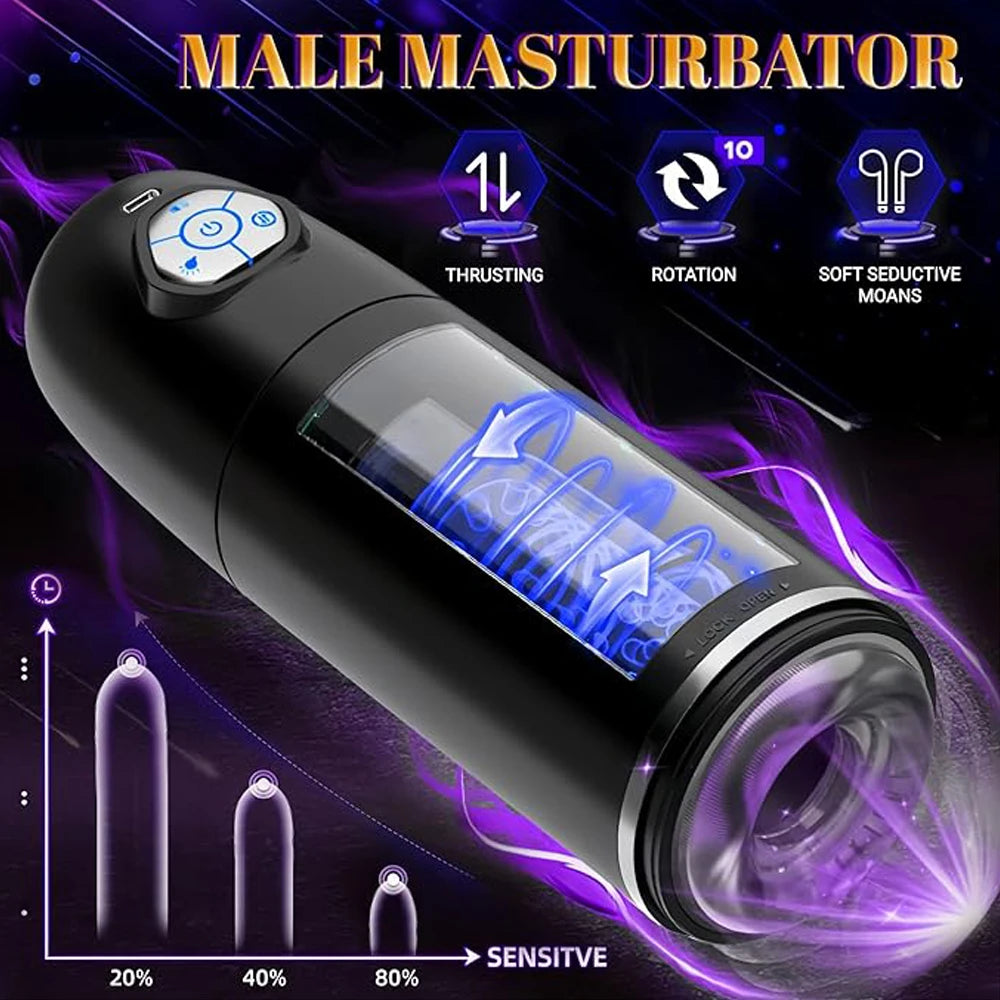 Fully automatic clamping and suction airplane cup suitable for male masturbation, penis extension time trainer, adult product