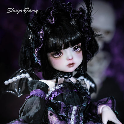 ShugaFairy 1/6 BJD Doll Edith Full Set Black & Purple Little Demon with Skull Joints and Dress High Quality Anime Resin Figure