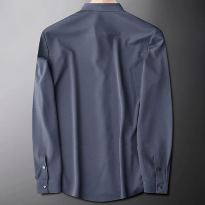 Men's Seamless Stretch Dress Shirt Long Sleeve Slim Fit Wrinkle-Free Button Down Business Casual Slim fit Shirts By Huafuge