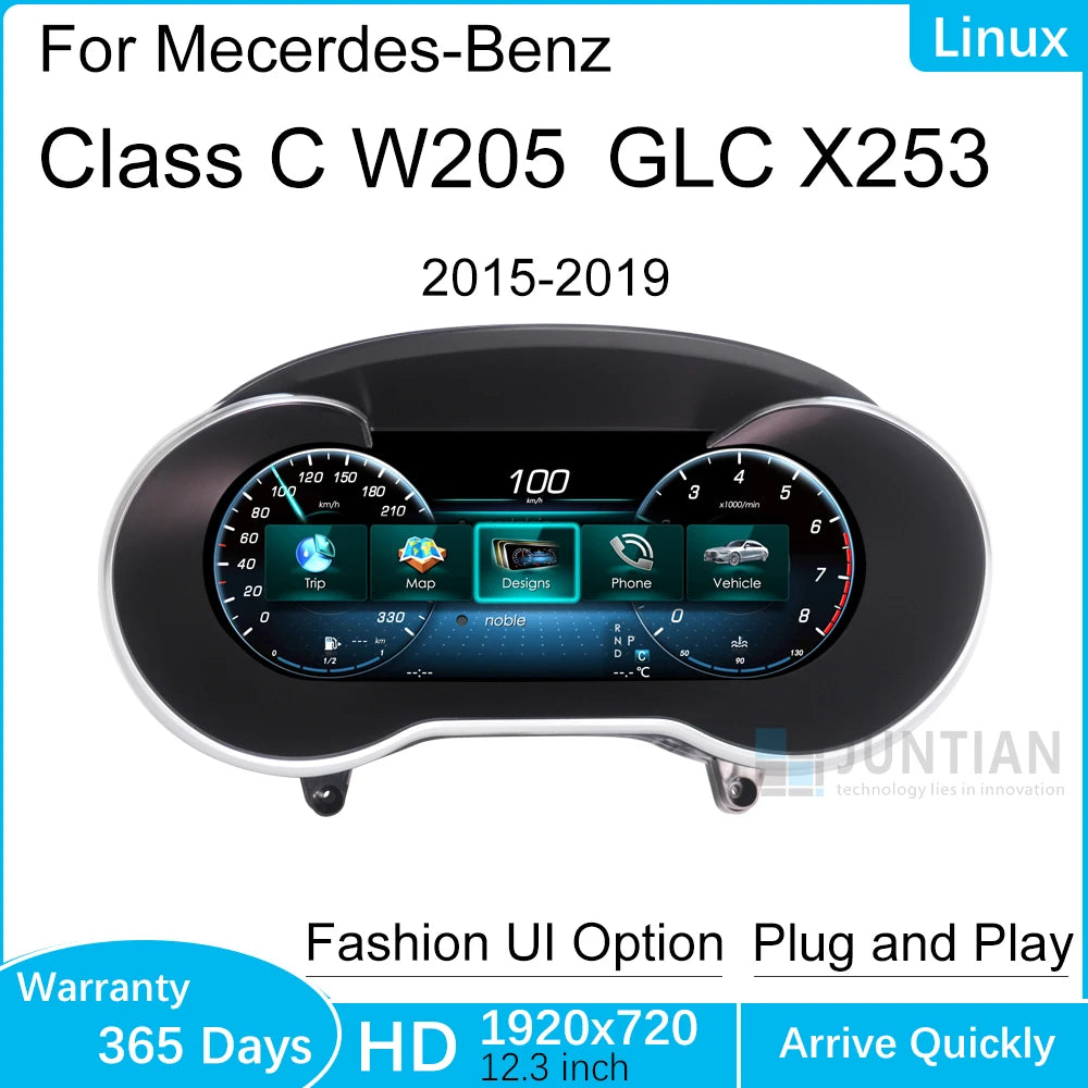 LCD Digital Dashboard For Mercedes Benz C/GLC V205 W205/X253 2015-2020 NTG 5.0 5.5 Instrument Paneel Cockpit with Carplay
