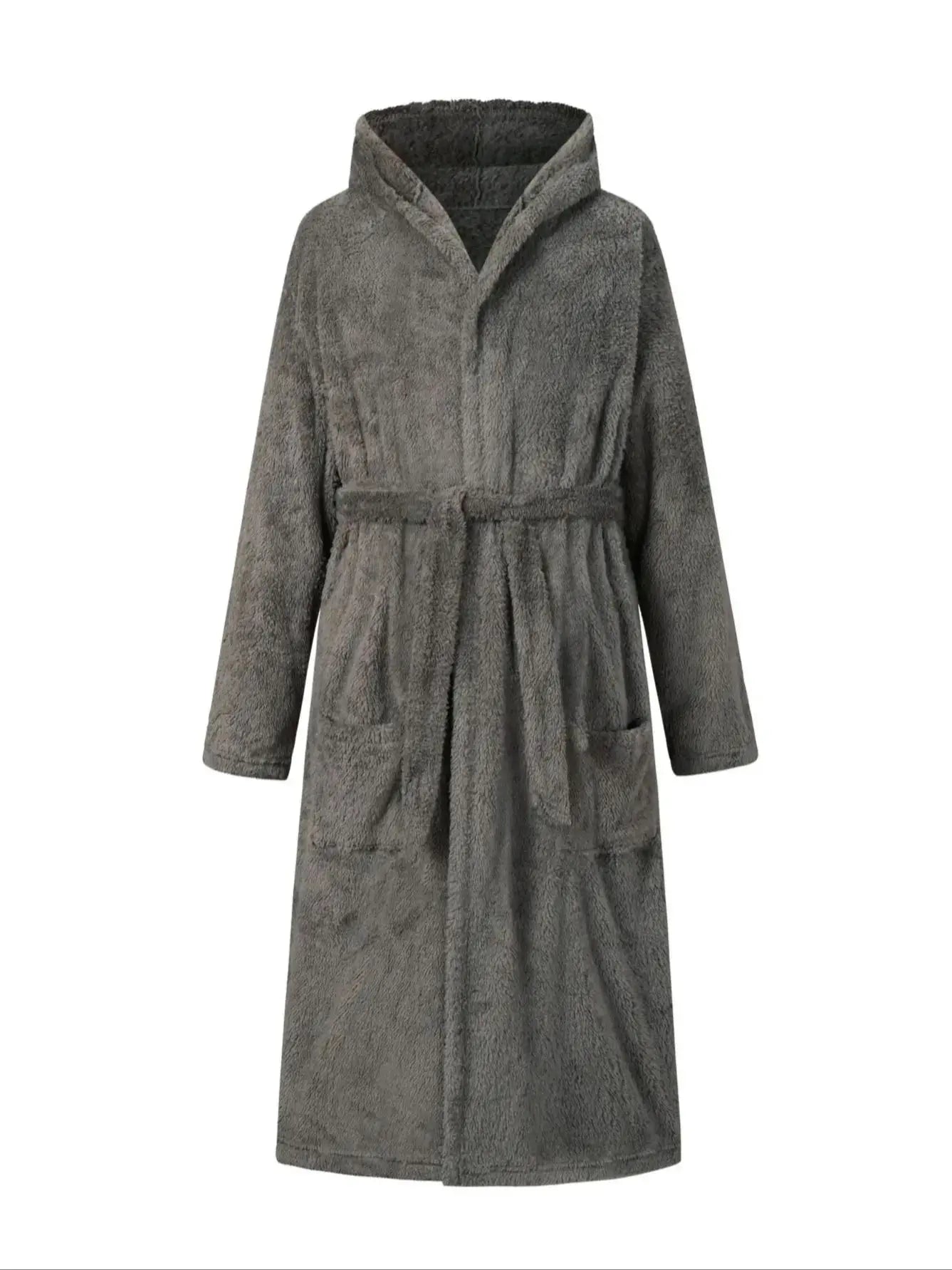 Men's soft home, outdoor sun drying, long sleeved nightgown, polyester fiber, convenient after bathing, adjustable nightgown