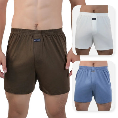 3pcs Mens High Waist Boxers Briefs 100% Cotton Plus Size Sleepwear Elastic Waistband Lounge ARO Pants Home Wear Comfort 50-140kg