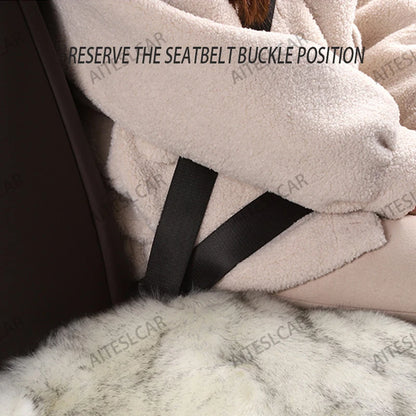 For Tesla Plush Rabbit Fur Car Seat Cushion Winter Warmth Thickened Wool One Piece Square Cushion for Main Driver or Co-pilot