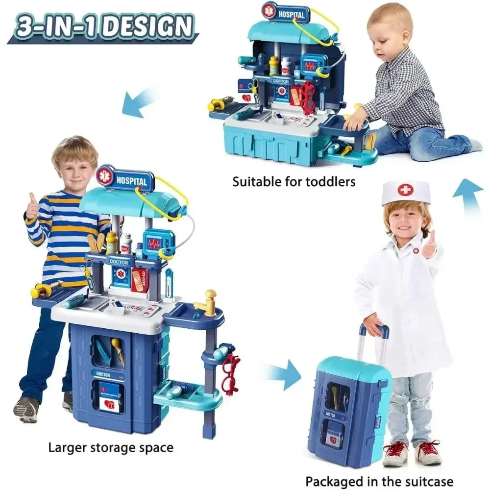 Doctor Kit for Kid Pretend Doctor Suitcase Toy for Toddler with Stethoscope Medical Checkup Role Play Birthday Gift for Boy Girl