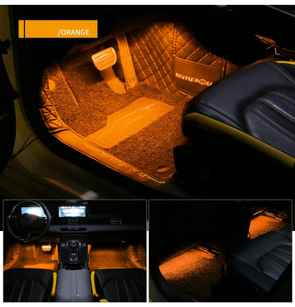 LED RGB Car Foot Ambient Light With USB Wireless Remote Voice Music APP Control Cigarette Lighter Car Footwell Lights