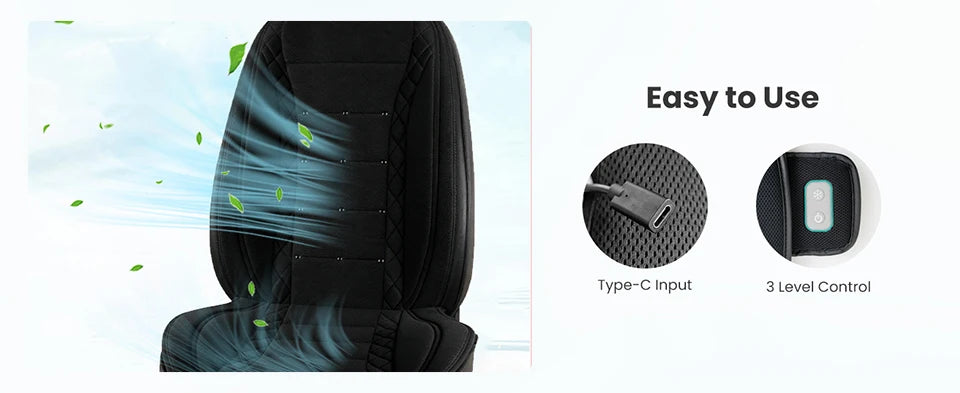 Car Summer Cool Air Seat Cushion Optional Heating or Cooling Function With 1Fan or 2Fan Fast Blowing Ventilation Car Seat Cover