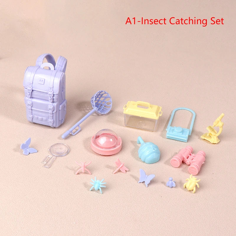 Hot-1/12 Dollhouse Simulated Tent Camping Kit Dollhouse Outdoor Picnic Camping Decor Micro Scene Photo Props Pretend Play Toys