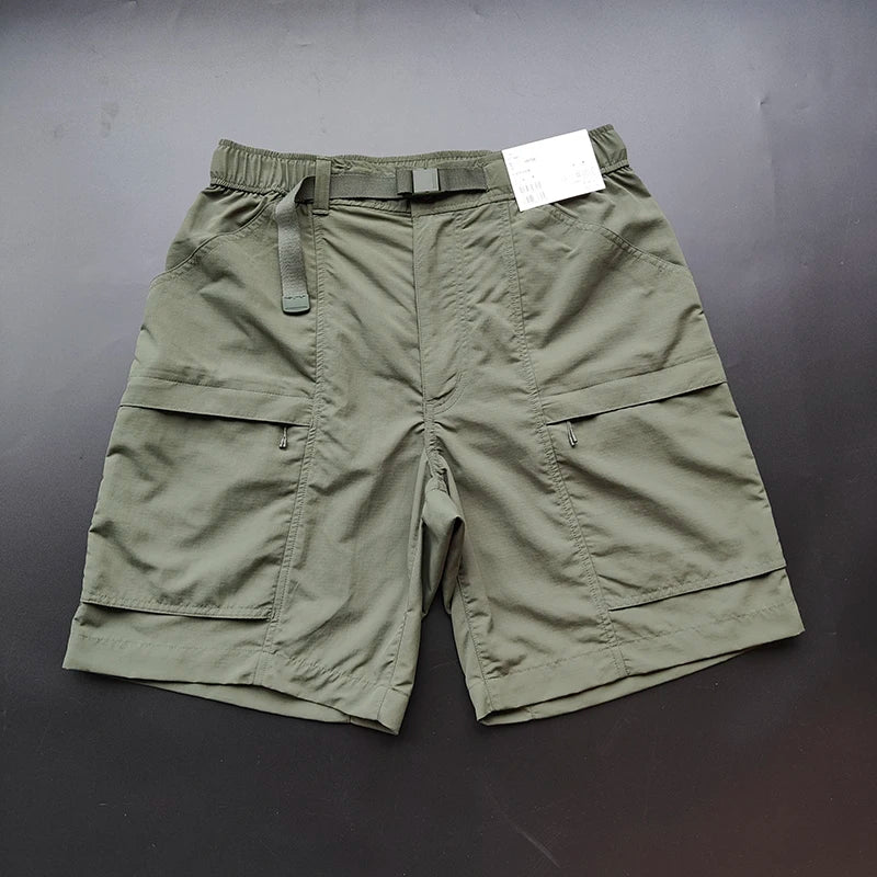 Men's and Women Solid Cargo Shorts with Pockets Casual Belted Sporty Track Shorts Pants