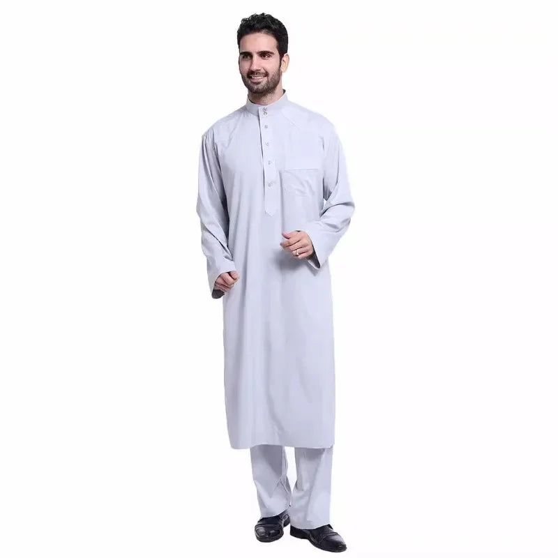 Islamic Men's Robe Set - Full Length Jumpsuit Suitable for Daily Prayer Moderate Cultural Attire for Community Travel