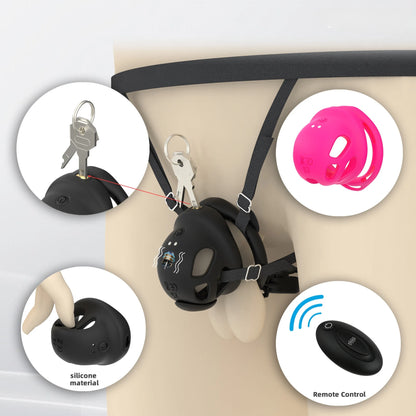 Remote Control Vibration Male Chastity Cage Wearable Chastity Pants Device Anal Plug Vibrator Peins Plug Adult Sex Toy for Men