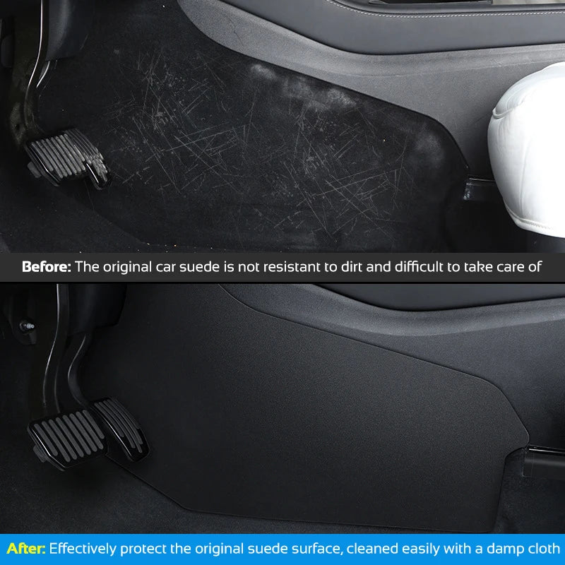 For Tesla Model 3 Y 2021-2026 LHD Center Console Two Side Anti Kick Pad Protector PU Leather Sticker Foot Cover Car Accessories