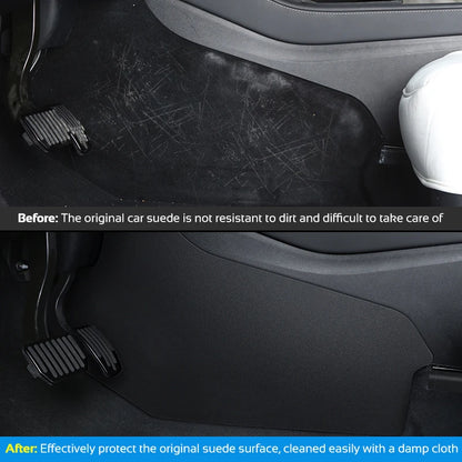 For Tesla Model 3 Y 2021-2026 LHD Center Console Two Side Anti Kick Pad Protector PU Leather Sticker Foot Cover Car Accessories
