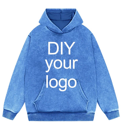 Washed Retro Hoodies 5 Colors 100%Cotton Hoody Customized Personalized Pattern Customization Pullover Team Logo Company Logo