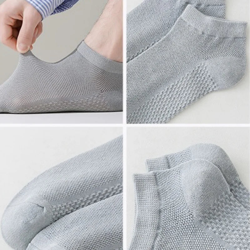 1/4/7 Pairs Men's Mesh Breathable Ankle Socks & Crew Socks - Lightweight Cotton Low Cut No Show Socks for Sports, Spring Summer