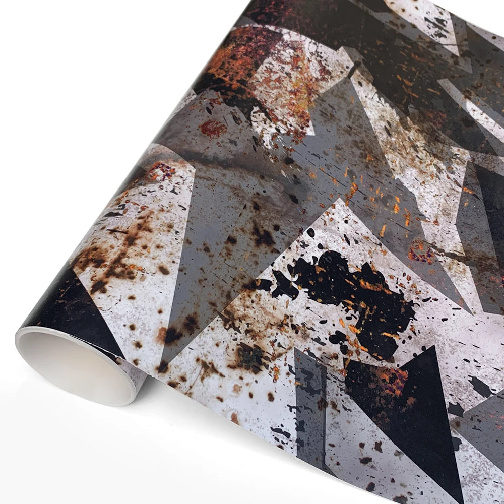 Camouflage Film Wrap Foil Car Sticker Motorcycle Stickers Vintage Rust Effect Vinyl Wrap Black Supplies Car Body Films Adhesive